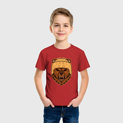 Футболка хлопковая детская Грозный медведь, цвет: красный — фото 2