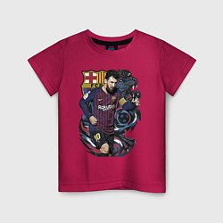 Футболка хлопковая детская Messi Barcelona Argentina Striker, цвет: маджента
