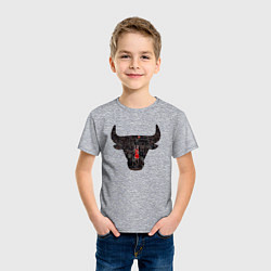 Футболка хлопковая детская Bulls - Jordan, цвет: меланж — фото 2
