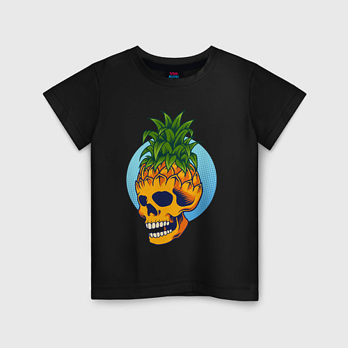 Детская футболка Череп - ананас / Черный – фото 1