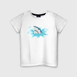 Футболка хлопковая детская Акула в воде, цвет: белый