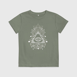 Футболка хлопковая детская Глаз в треугольнике, цвет: авокадо