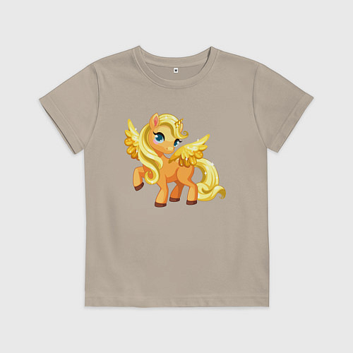 Детская футболка Золотой единорожка / Миндальный – фото 1