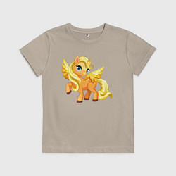 Футболка хлопковая детская Золотой единорожка, цвет: миндальный