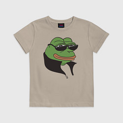 Футболка хлопковая детская Лягушонок Пепе, цвет: миндальный