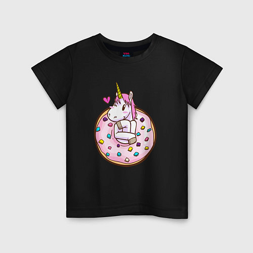 Детская футболка Единорог и бублик / Черный – фото 1