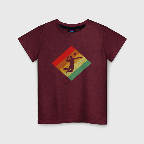 Детская футболка Волейболист / Меланж-бордовый – фото 1
