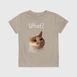 Футболка хлопковая детская The shusha What?, цвет: миндальный