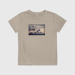 Футболка хлопковая детская Бисмаркус - Amogus, цвет: миндальный