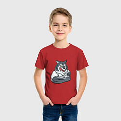 Футболка хлопковая детская Серый волк, цвет: красный — фото 2