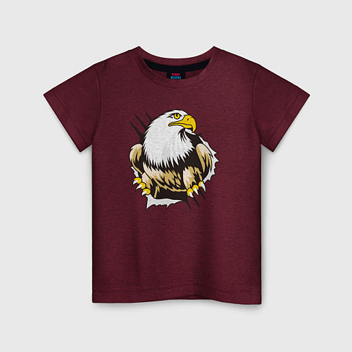 Детская футболка Орел 3D / Меланж-бордовый – фото 1