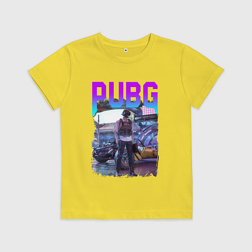 Детская футболка PUBG NEON ПУБГ НЕОН Z / Желтый – фото 1