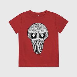Футболка хлопковая детская Череп с щупальцами, цвет: красный