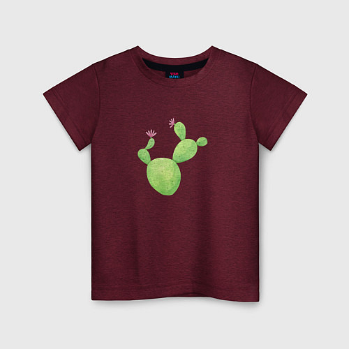 Детская футболка Кактус / Меланж-бордовый – фото 1