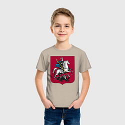 Футболка хлопковая детская Георгий Победоносец - Герб, цвет: миндальный — фото 2