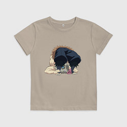 Футболка хлопковая детская Клинок, рассекающий демонов, цвет: миндальный