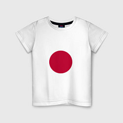Футболка хлопковая детская Япония Японский флаг, цвет: белый