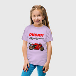 Футболка хлопковая детская DUCATI ДУКАТИ MOTOSPORT, цвет: лаванда — фото 2