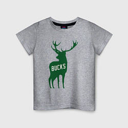 Футболка хлопковая детская NBA - Bucks, цвет: меланж