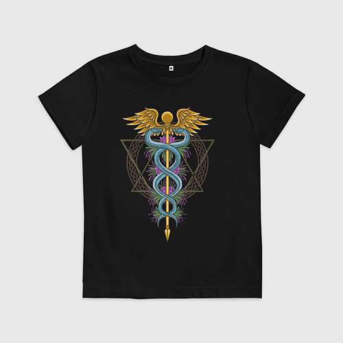 Детская футболка Кадуцей / Черный – фото 1