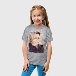 Футболка хлопковая детская Задумчивый Чонгук, цвет: меланж — фото 2