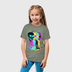 Футболка хлопковая детская 4 ЧЕРЕПА SKULLS NEON, цвет: авокадо — фото 2