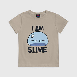 Футболка хлопковая детская I AM SLIME, Я СЛИЗЬ, цвет: миндальный