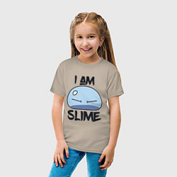 Футболка хлопковая детская I AM SLIME, Я СЛИЗЬ, цвет: миндальный — фото 2