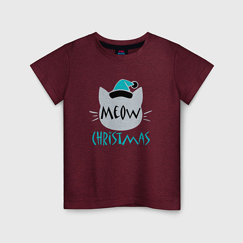 Детская футболка Meow Christmas / Меланж-бордовый – фото 1
