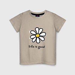 Футболка хлопковая детская LIFE IS GOOD, цвет: миндальный