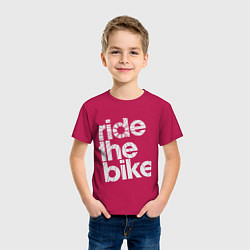 Футболка хлопковая детская Ride the bike, цвет: маджента — фото 2