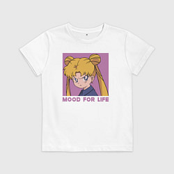 Футболка хлопковая детская Mood Сейлор мун, цвет: белый