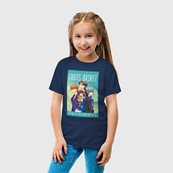 Футболка хлопковая детская Корзинка фруктов,Fruits basket, цвет: тёмно-синий — фото 2