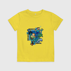 Футболка хлопковая детская Майнкрафт Под водой, цвет: желтый