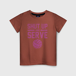 Футболка хлопковая детская Shut Up And Serve, цвет: кирпичный