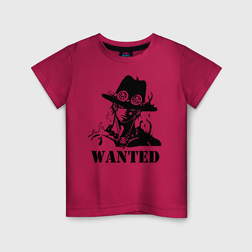 Детская футболка Портгас Д Эйс в розыске One Piece / Маджента – фото 1