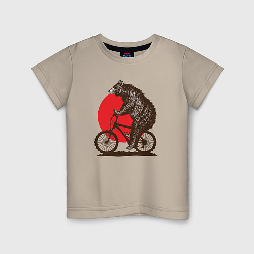 Детская футболка Медведь на велосиеде / Миндальный – фото 1