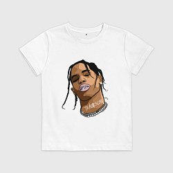 Футболка хлопковая детская TRAVIS SCOTT ASTROWORLD Z, цвет: белый