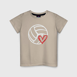 Футболка хлопковая детская Love Volleyball, цвет: миндальный