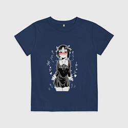 Футболка хлопковая детская Госпожа Кагуя сердится сенпай, цвет: тёмно-синий