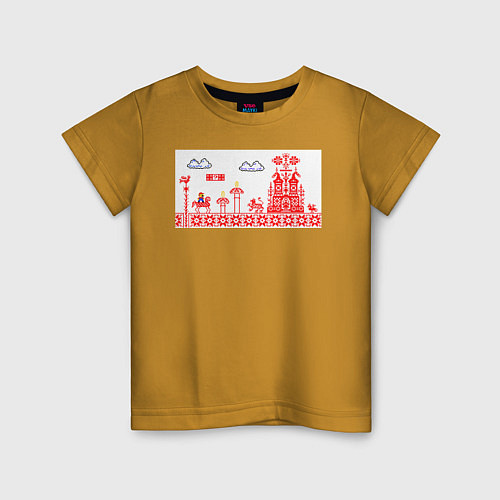 Детская футболка Марио в России / Горчичный – фото 1