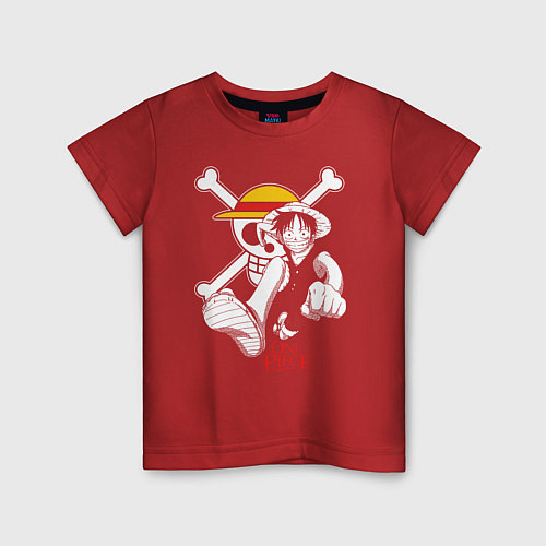 Детская футболка Луффи пират Соломенной Шляпы One Piece / Красный – фото 1