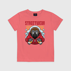 Футболка хлопковая детская Ёжик в респираторе, цвет: коралловый