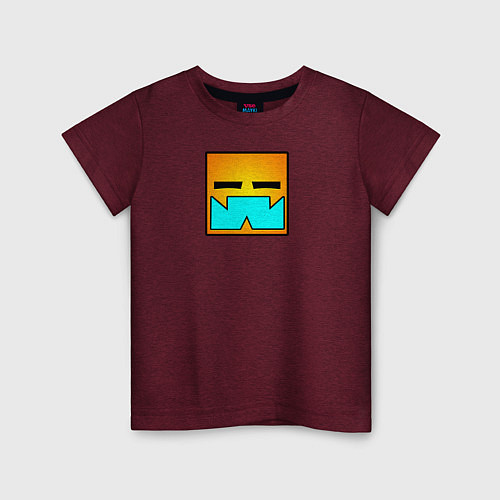 Детская футболка Geometry Dash КВАДРАТ / Меланж-бордовый – фото 1