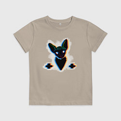 Футболка хлопковая детская Glitch Neco, цвет: миндальный