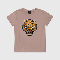 Футболка хлопковая детская Cool Tiger, цвет: пыльно-розовый
