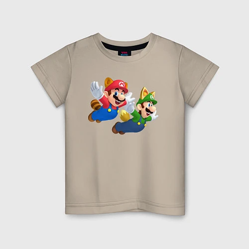 Детская футболка Марио и Луиджи улетают на юг / Миндальный – фото 1