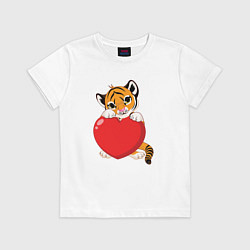 Футболка хлопковая детская Tiger Love, цвет: белый
