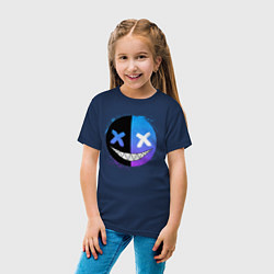 Футболка хлопковая детская Two-faced smile, цвет: тёмно-синий — фото 2