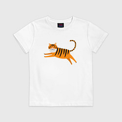 Футболка хлопковая детская Jumping Tiger, цвет: белый